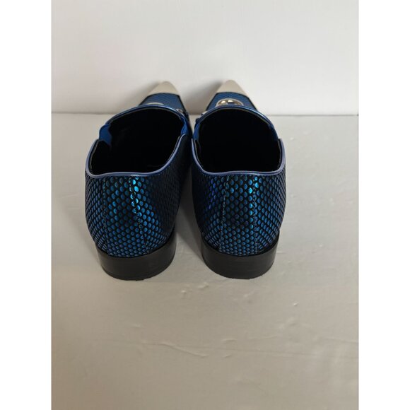 Parrazo Premium Cristiano 05 Mens Dress Loafers 9.5 Blue Black Pointy Metal Tip - Picture 9 of 13
